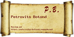 Petrovits Botond névjegykártya